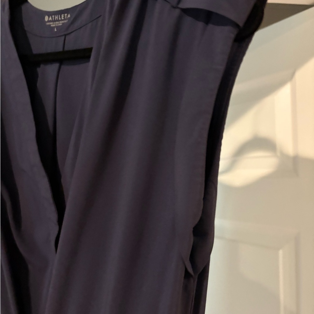 Athleta LG Mara Maxi Dress Navy Blue Tie Waist Pockets #Travelwear #Athleisure - Picture 5 of 16